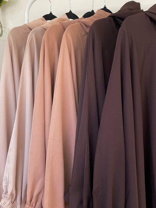 Plain Butterfly Abaya - Shades of Brown